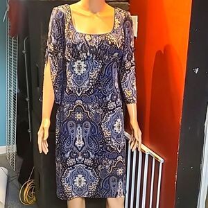My Michelle Blue Paisley Open Sleeve Dress